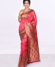 Ruby Pink Color Benarasi Saree