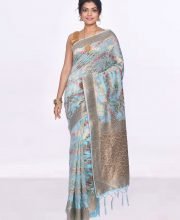 Blue Color Meenakari Silk Saree