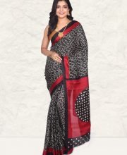 Black Color Printed Silk Saree