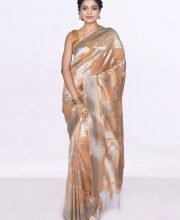 Peach Color Linen Tissue Saree
