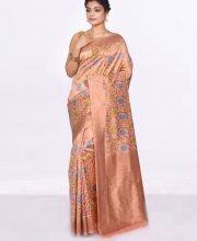 Copper Color Meenakari Silk Saree
