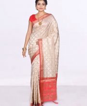 White Color Self Work Silk Saree