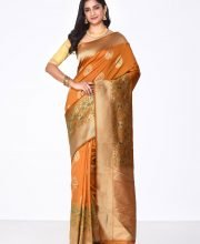 Mustard Yellow Color Benarasi Saree