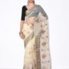 Off White Color Embroidery Net Saree