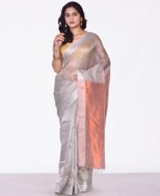 Gray Color Pure Tissue Silk Saree