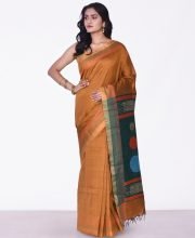 Rust & Green Manipuri Silk Saree
