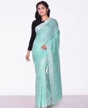 Sea Green Color Linen Cotton Saree