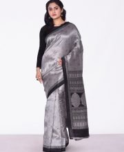 Gray & Black Color Silk Saree