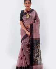 Soft Berry Color Linen Silk Saree