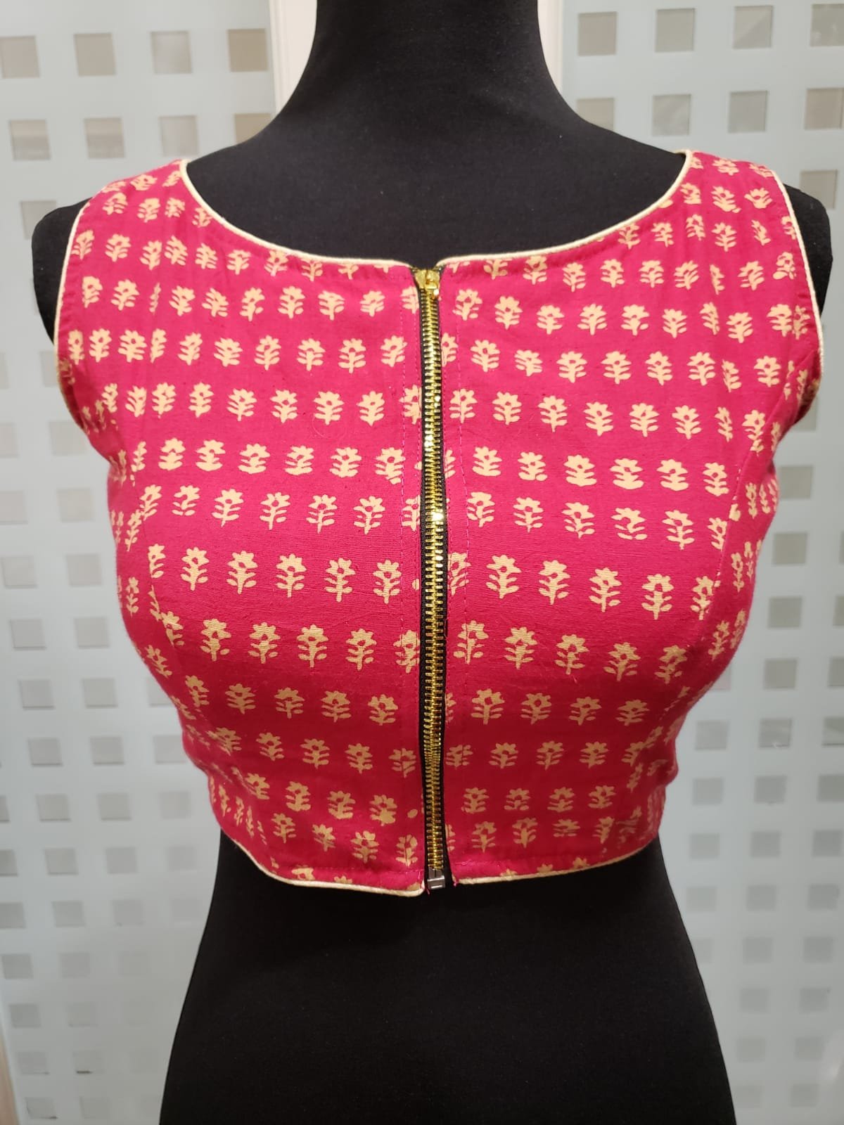 French Rose Pink Color Cotton Digital Print Blouse | Ritz Fashion Trendz