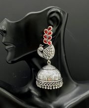 German Silver Peacock Jhumka