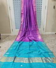Purple & Blue Color Ghicha Silk Saree