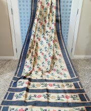 Off-White Color Ghicha Silk Saree