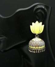 German Silver Meena Kari Lotus Jhumka