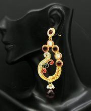 Stone Setting Golden Ear-Ring
