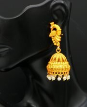 Matte Gold Polish Temple Jhumka