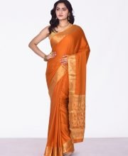 Orange Color Crepe Silk Saree