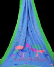 Blue Color Linen Silk Jamdani Saree