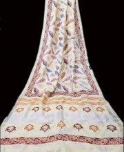 Cream White Color Linen Saree