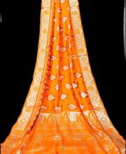 Orange Color Pure Tanchoi Benarasi Saree