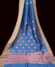 Blue Color Pure Organza Benarasi Saree