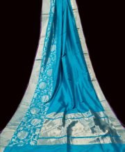 Blue Color Pure Katan Benarasi Saree