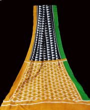 Black Color Cotton Ikkat Printed Saree