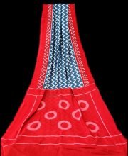 Grey Color Cotton Ikkat Printed Saree