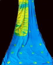 Blue Color Cotton Bandhni Printed Saree