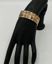 Rhodium Finish Bangles Leaf Motif Gold Plated Bangles