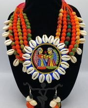 Fabric Necklace Tikuli Pendent Set