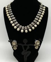 Premium Quality German Silver Necklace with Stud Earrings Set