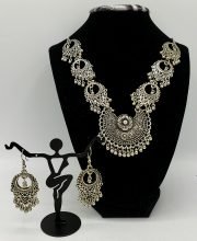 Premium Quality German Silver Necklace with Stud Earrings Set