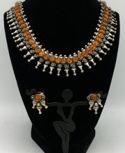 Premium Quality German Silver Necklace with  Earrings Set