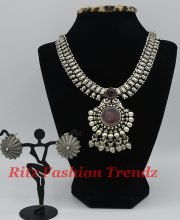 German Silver Necklace with Stud Earrings Set