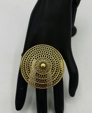 Round Floral Motif Gold Plated Ring