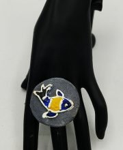 Multicolored Meen (Fish) Motif Hand Painted Clay Ring