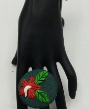 Multicolored Floral Motif Hand Painted Clay Ring