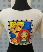 Off-White Color Cotton Hand-Painted Blouse