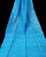 Blue Color Dhakai Jamdani Saree