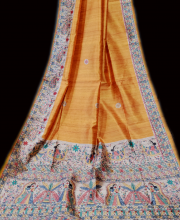 Yellow Color Madhubani Printed Saree