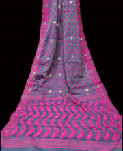 Blue Color Cotton Dhakai Jamdani Saree