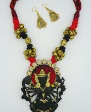 Dokra necklace set Black Polish