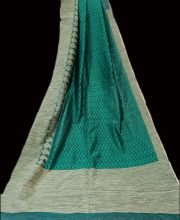 Green Color Jute Brasso Net Saree