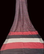 Ash Gray & Rose Red Color Ghicha Silk Saree