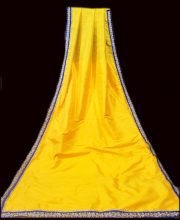 Honey Yellow Color Raw Silk Customize Designer Saree