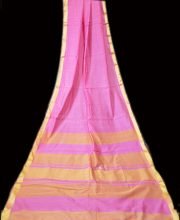 Creamy Pink Color Handloom Cotton Silk Saree