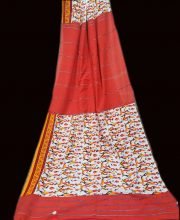 Fire Brick Red Color Handloom Cotton Saree