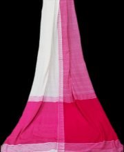 Daisy White & Hot Pink Color Handloom Cotton Saree
