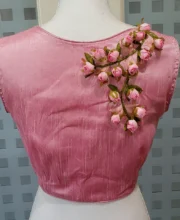 Pink Color Raw Silk 3D Hand Work Blouse